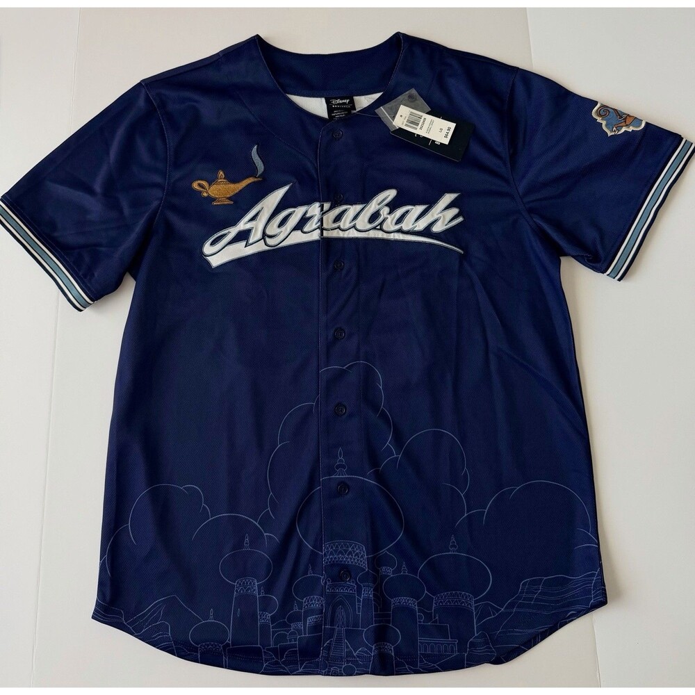 Disney Aladdin Baseball Jersey Men large Embroidered Agrabah NWT BoxLunch
